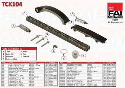 FAI AUTOPARTS tck104 -  Комплект цепи привода распредвала